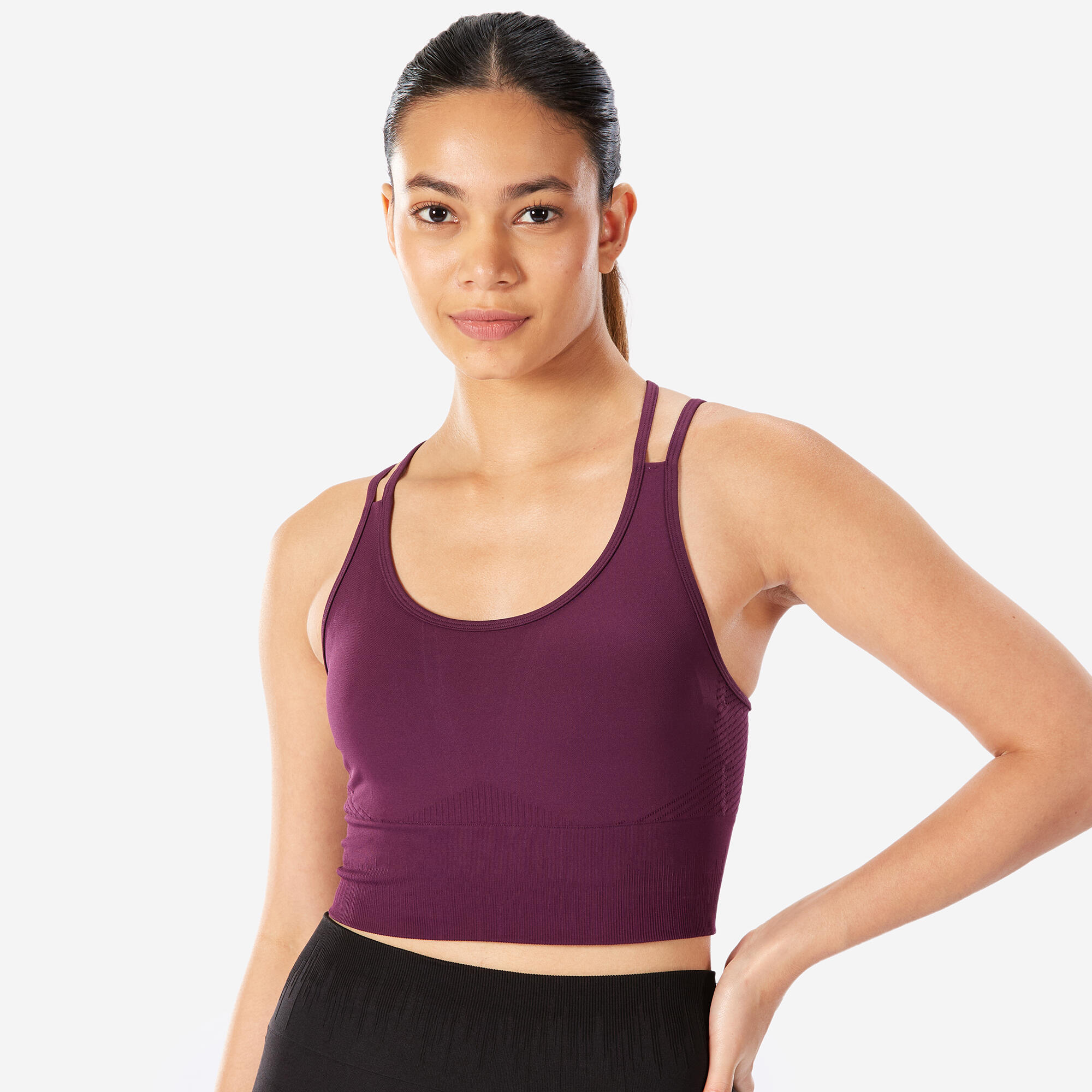 decathlon Women's Light Support Multi-Strap Cropped Sports Bra - Grape Purple-picture-19