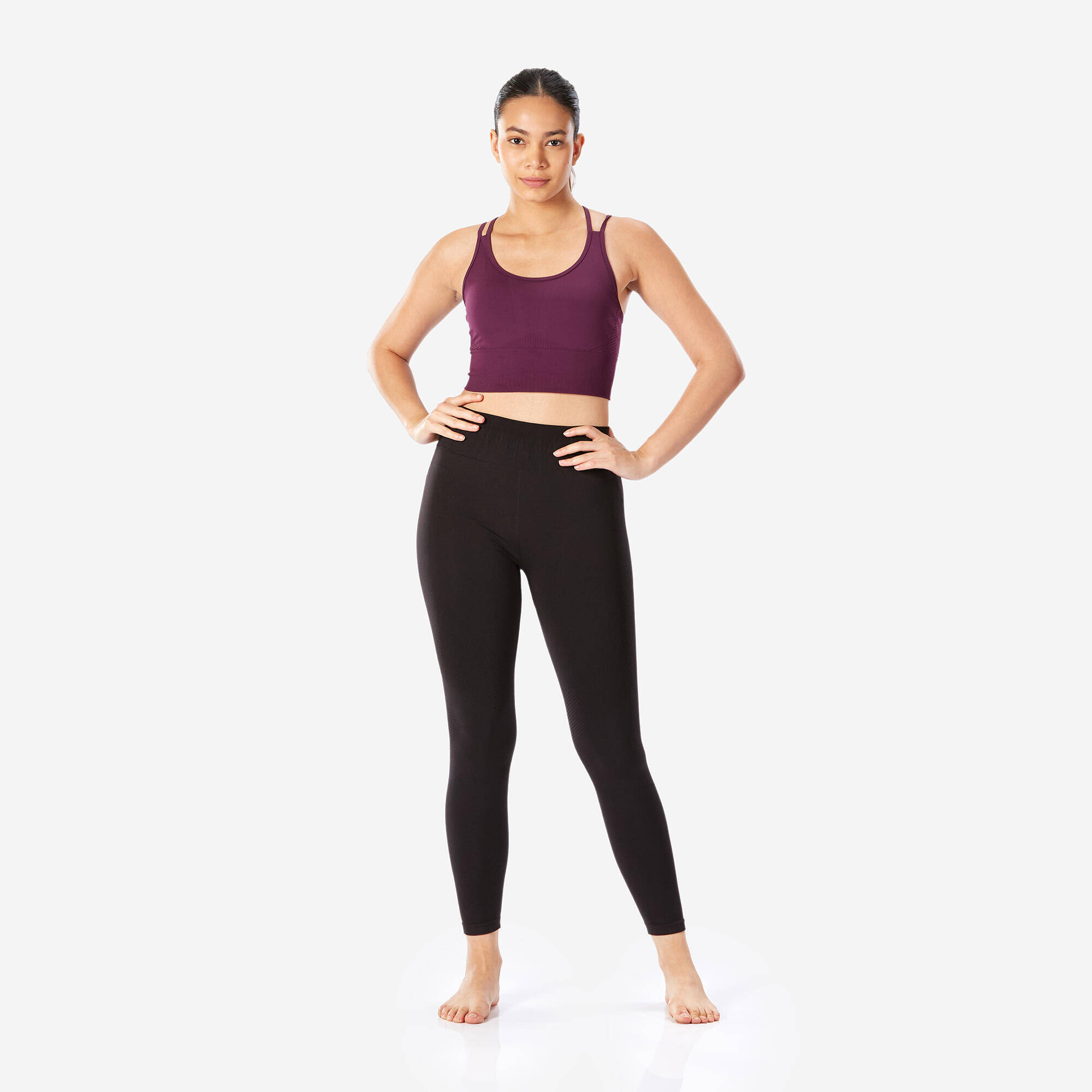 Women's Light Support Multi-Strap Cropped Sports Bra - Grape Purple -  3