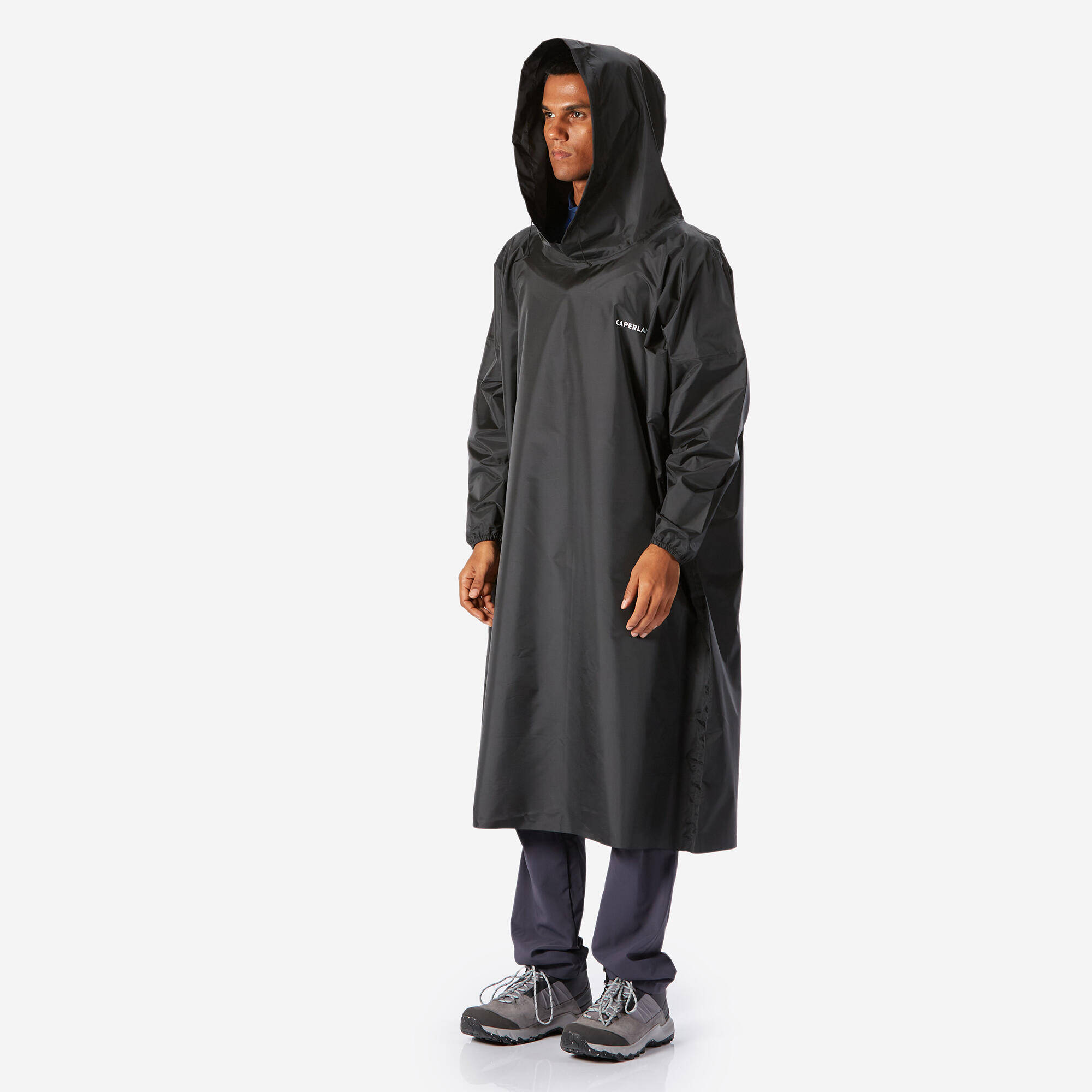 Rain Waterproof Poncho Improved Quality with Storage Pouch - Black (Free Size) -  2