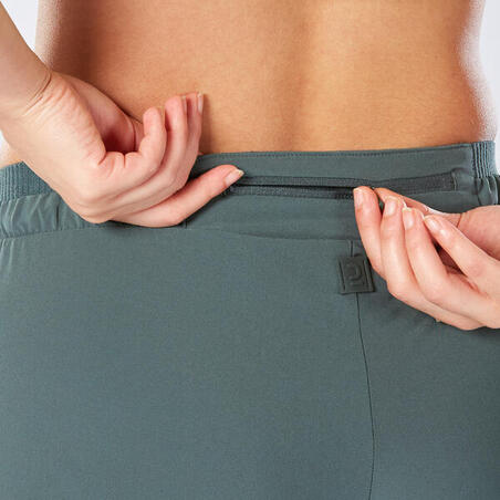 Штани жіночі Run 500 Dry для бігу темно-зелені