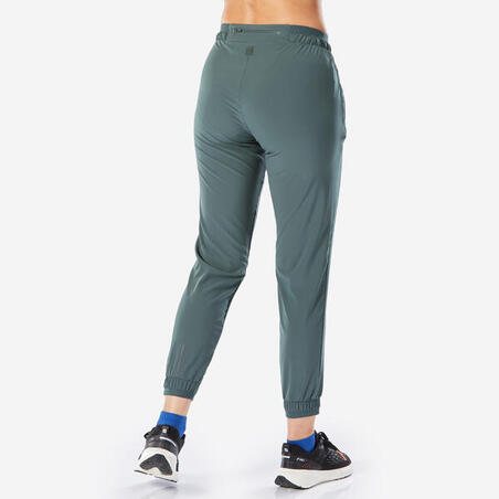 Штани жіночі Run 500 Dry для бігу темно-зелені