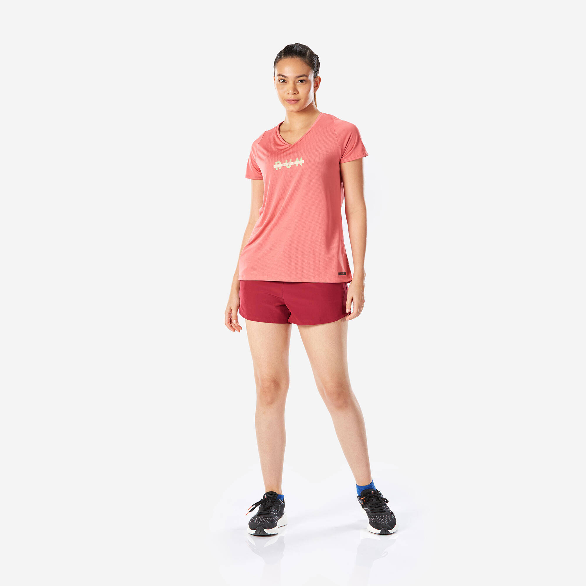Women's Running & Trail Running Breathable Shorts-KIPRUN Run 500 Dry-burgundy -  3