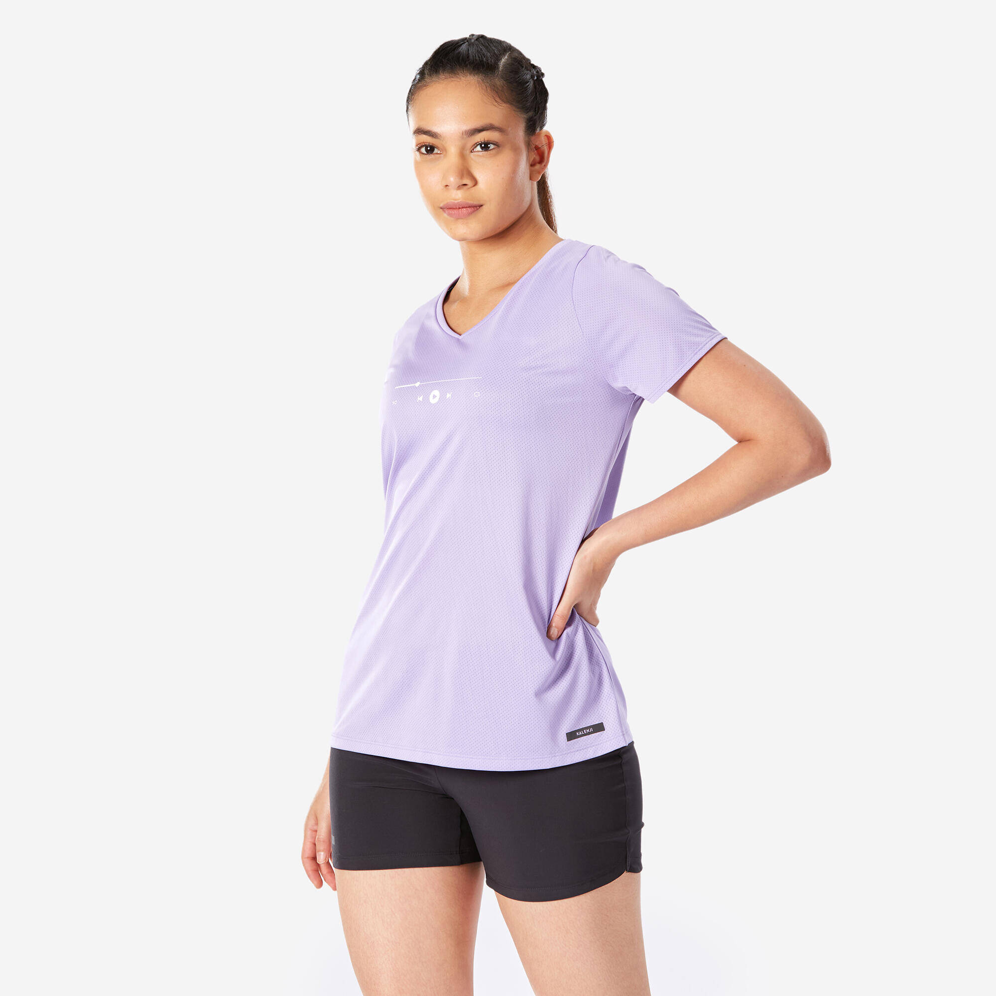 Printed running t-shirt for women run dry 150- lavender purple