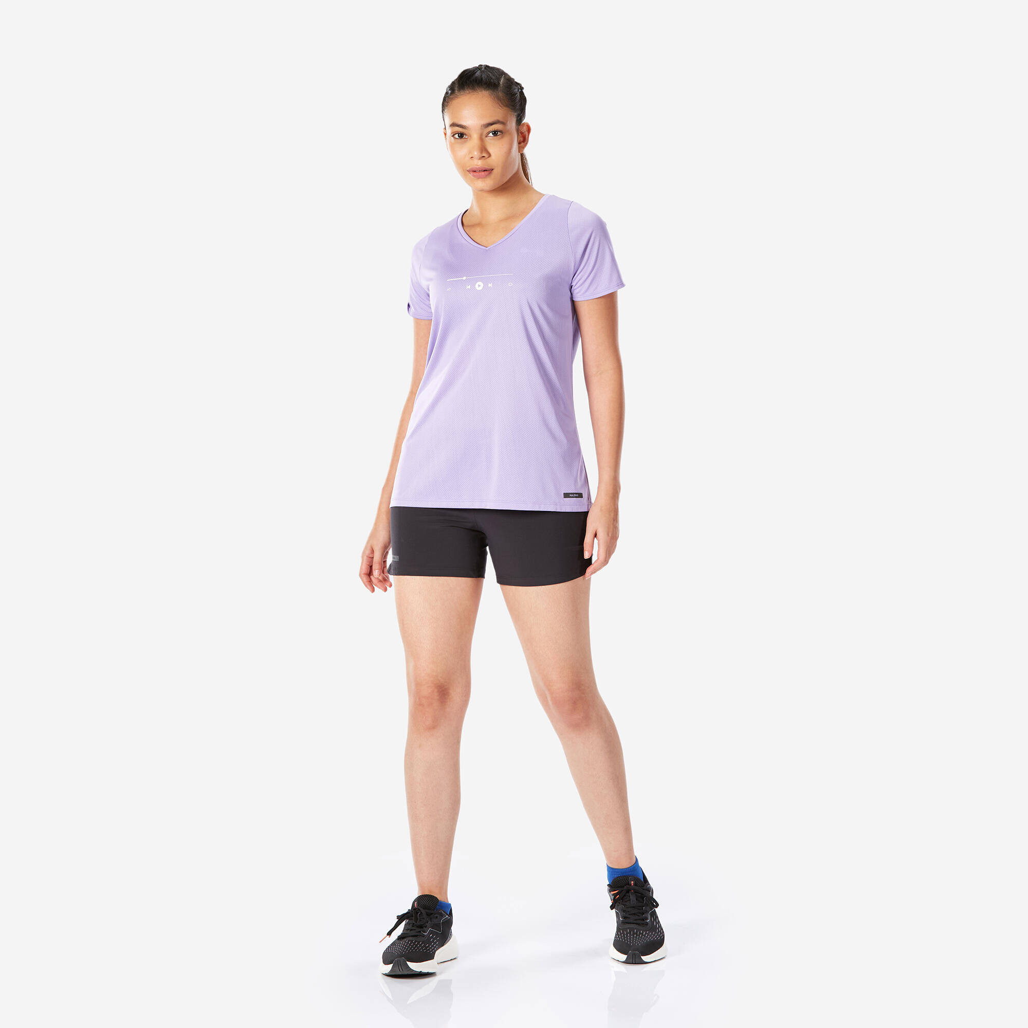 Printed running t-shirt for women run dry 150- lavender purple -  3