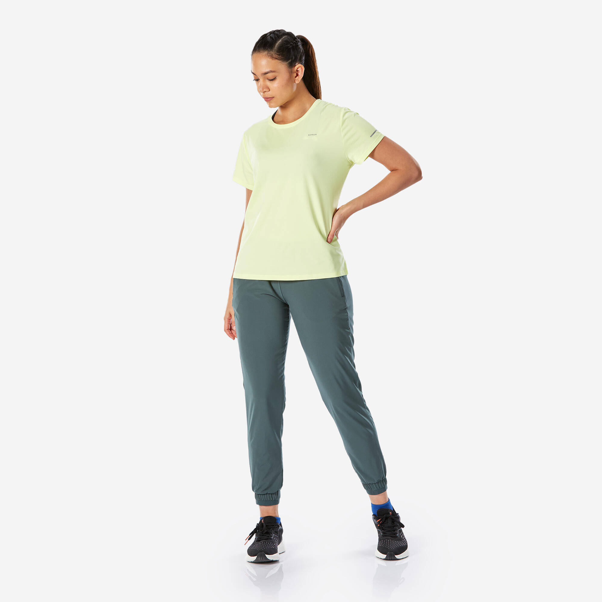 Women Running Trackpants, Lightweight and Quick Dry - Smoked Green -  3