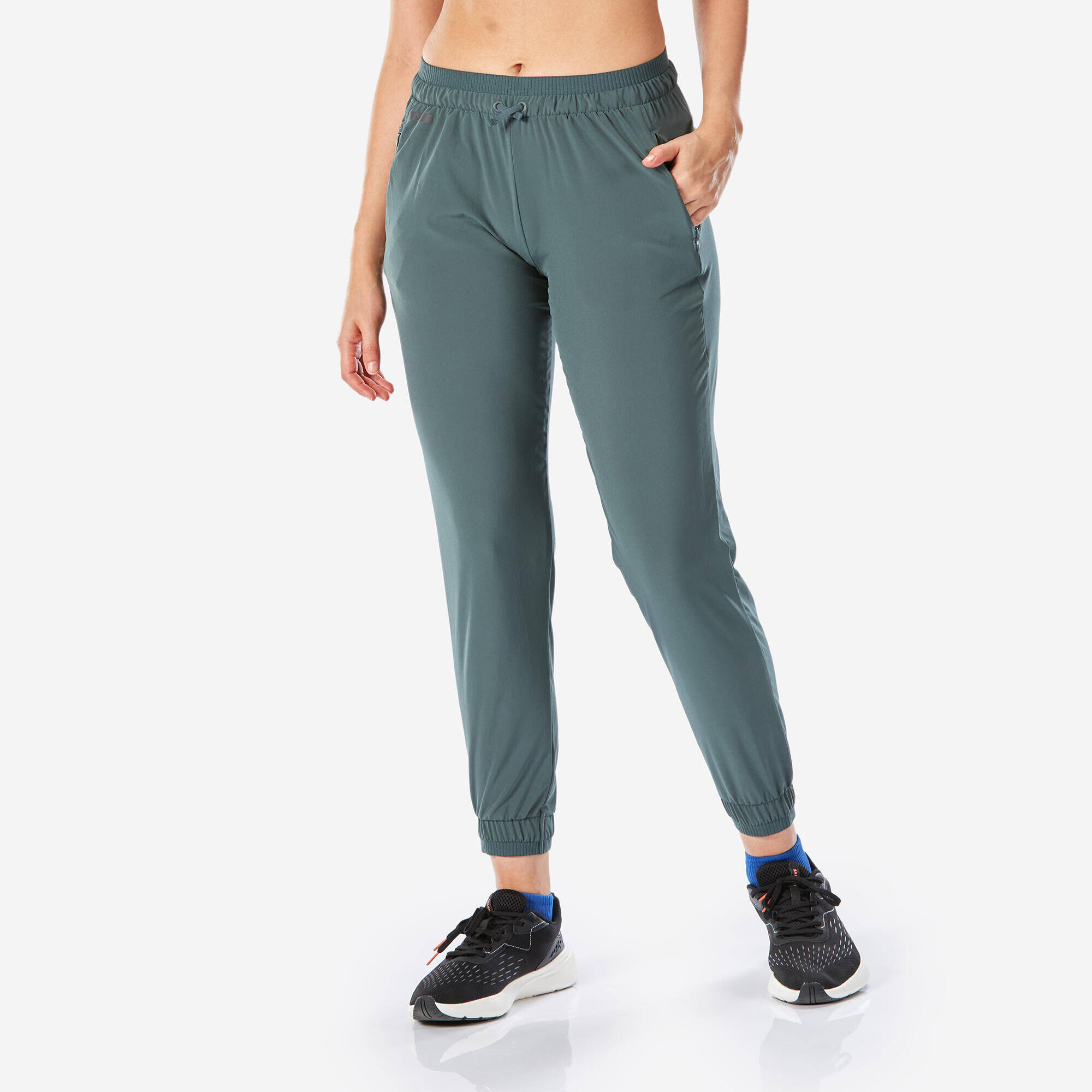 Women Running Trackpants, Lightweight and Quick Dry - Smoked Green -  1