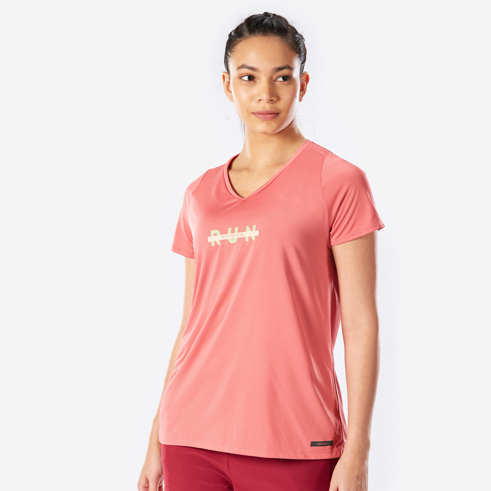 Printed Running T-shirt for women Run Dry 150- Old Pink