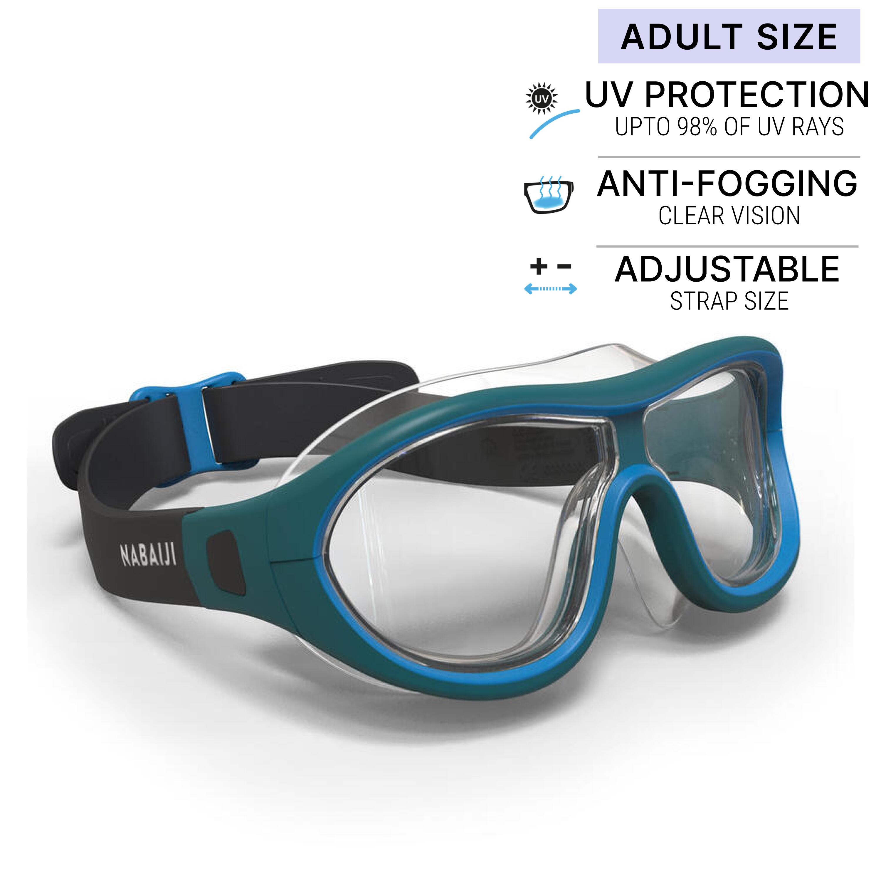 Swimming Goggles Mask Size L Clear Lenses Comfortable Fit Blue Black image