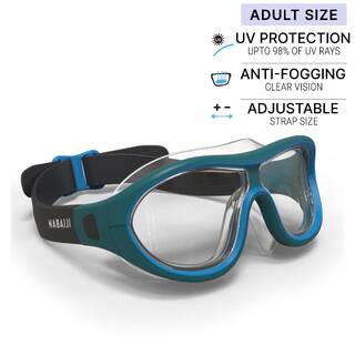 Swimming Goggles Mask Size L Clear Lenses Comfortable Fit Blue Black