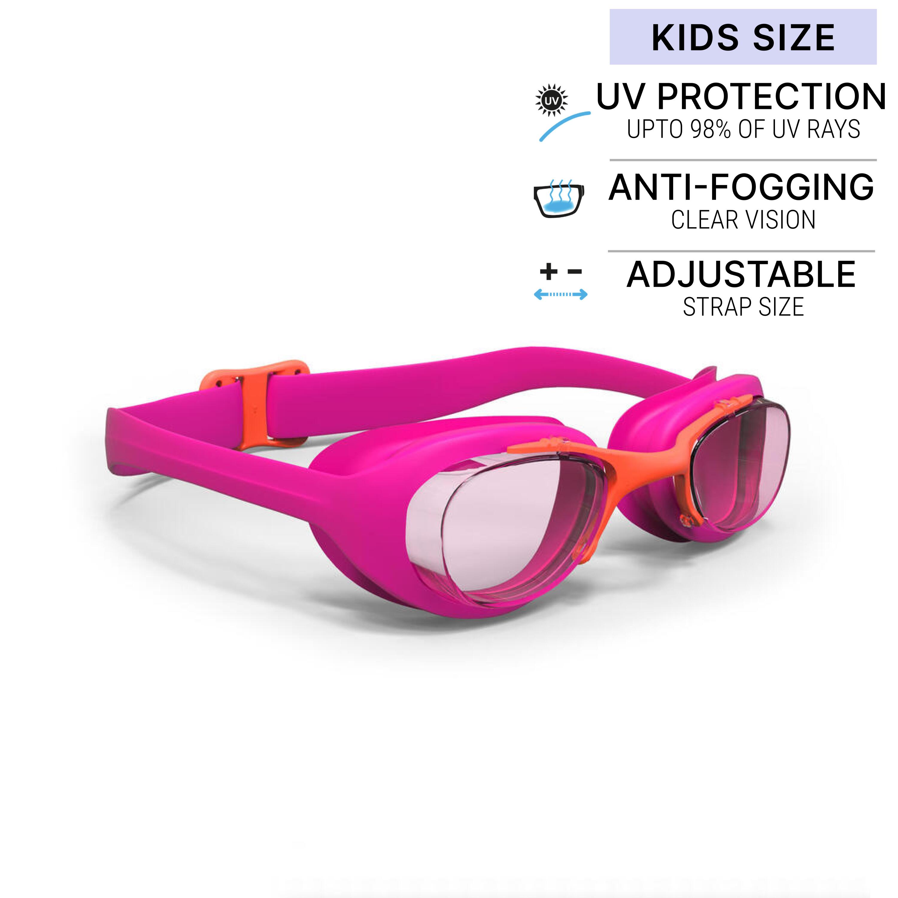 Kids Swimming Goggles UV Protection Anti Fogging Clear Lenses Xbase Coral Pink