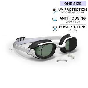 Adult Kids Swimming Goggles Smoked Powered Lenses Adjustable & Comfortable Black