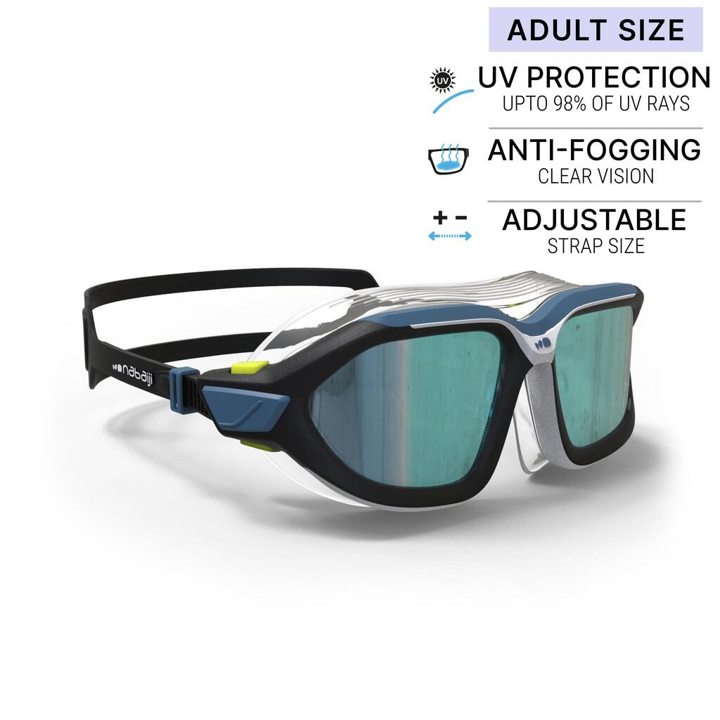 Swimming mask ACTIVE - smoked lenses - Size large - white black
