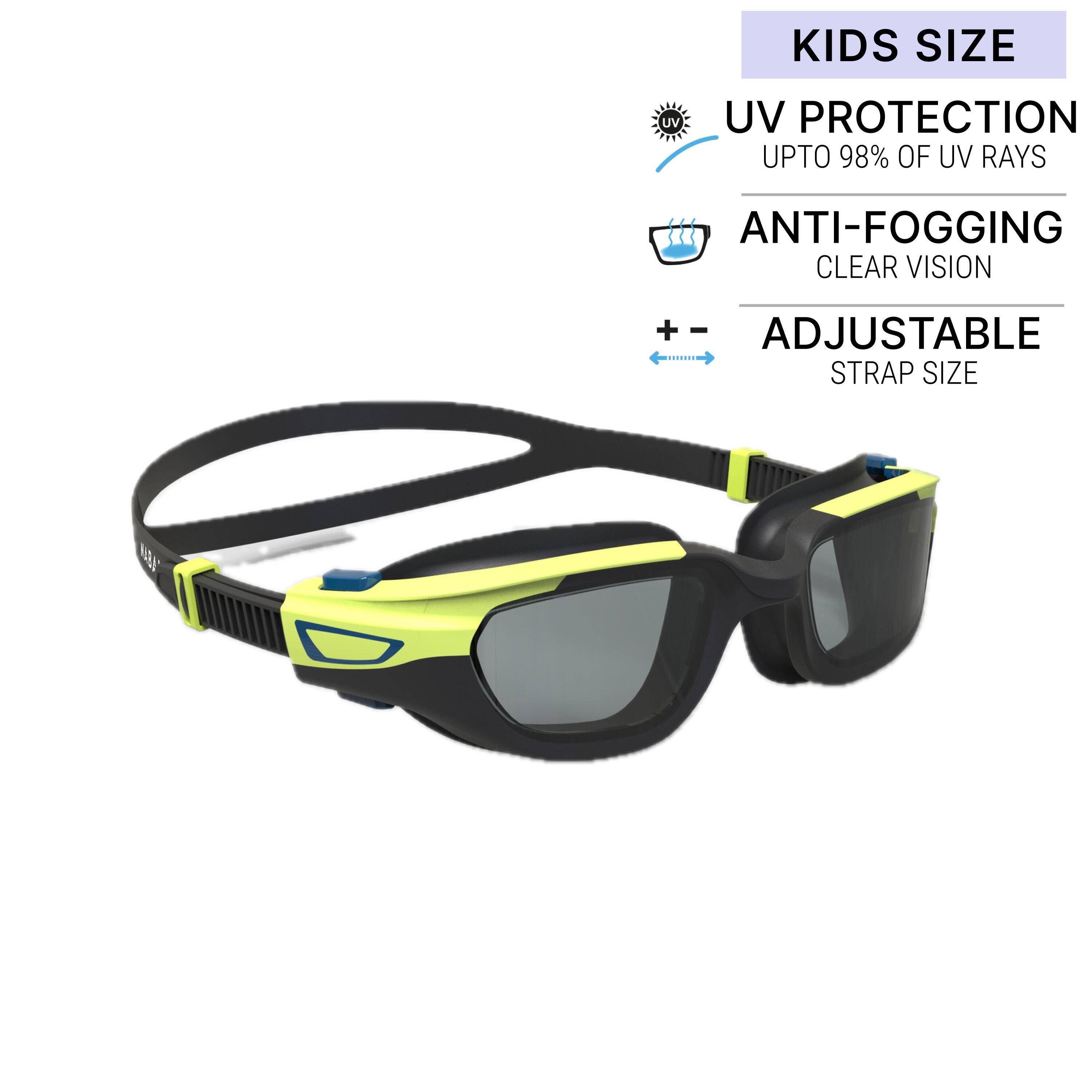Kids Swimming Goggles UV Protection Anti Fogging Smoked Lenses Black Yellow -  1