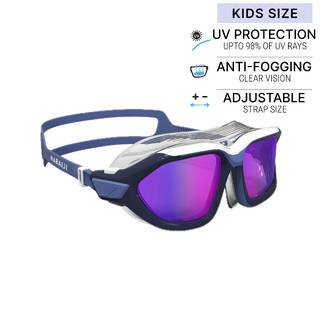 Swimming Goggles Mask Size S Mirror Lenses - Blue / Red