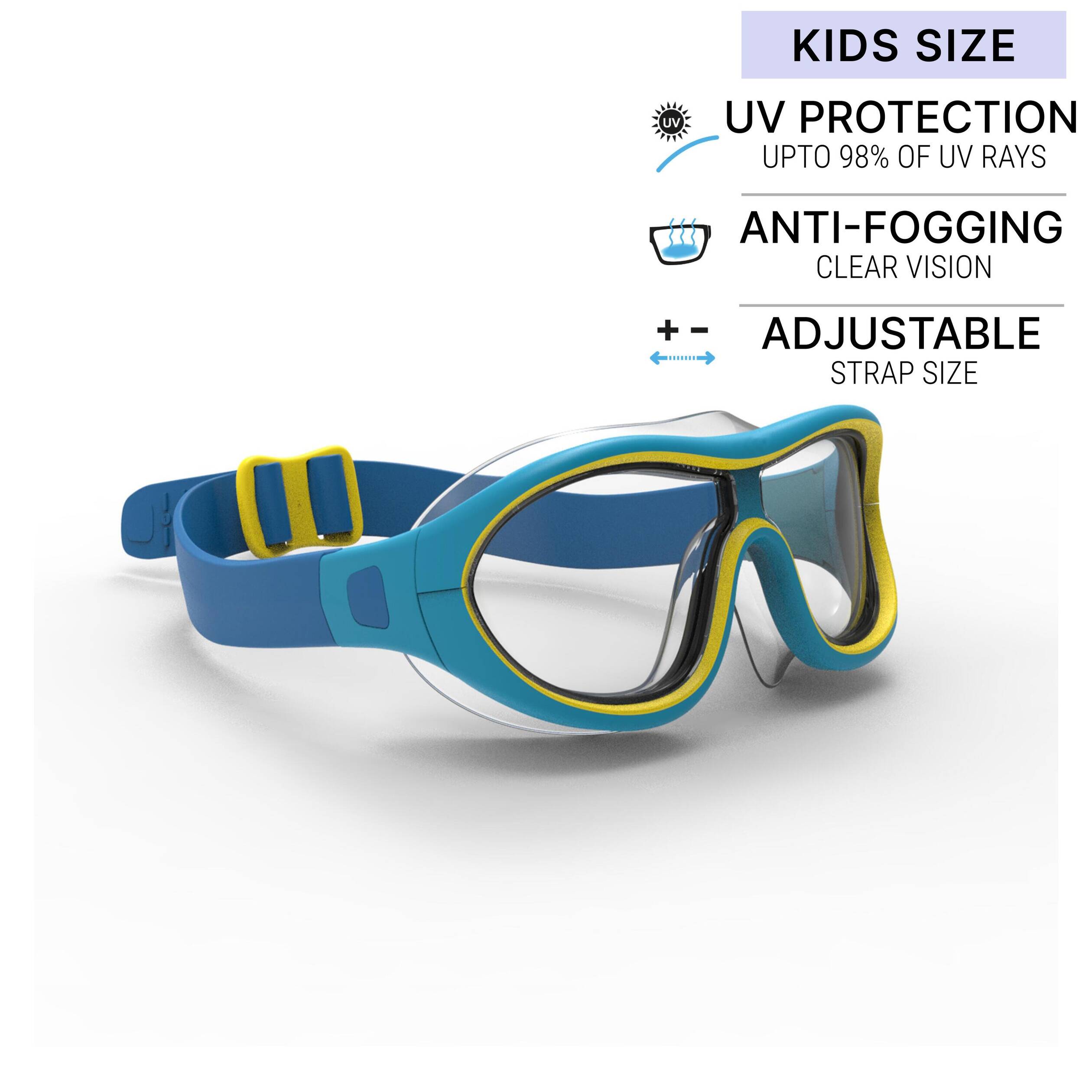 Swimming Goggles Mask Size S Clear Lenses Swimdow Comfortable Fit Blue