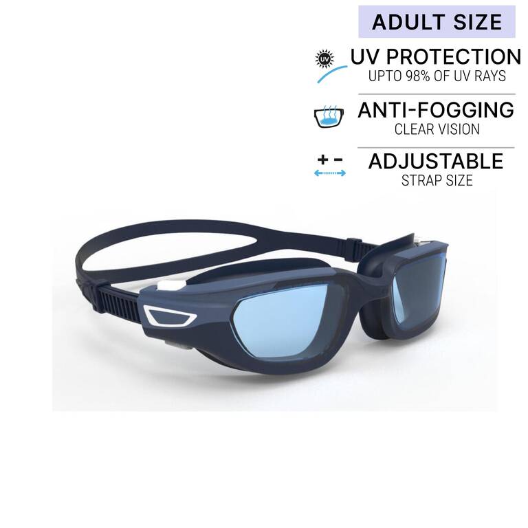 Adult Swimming Goggles Men Women UV Protection Tinted Lenses Blue White