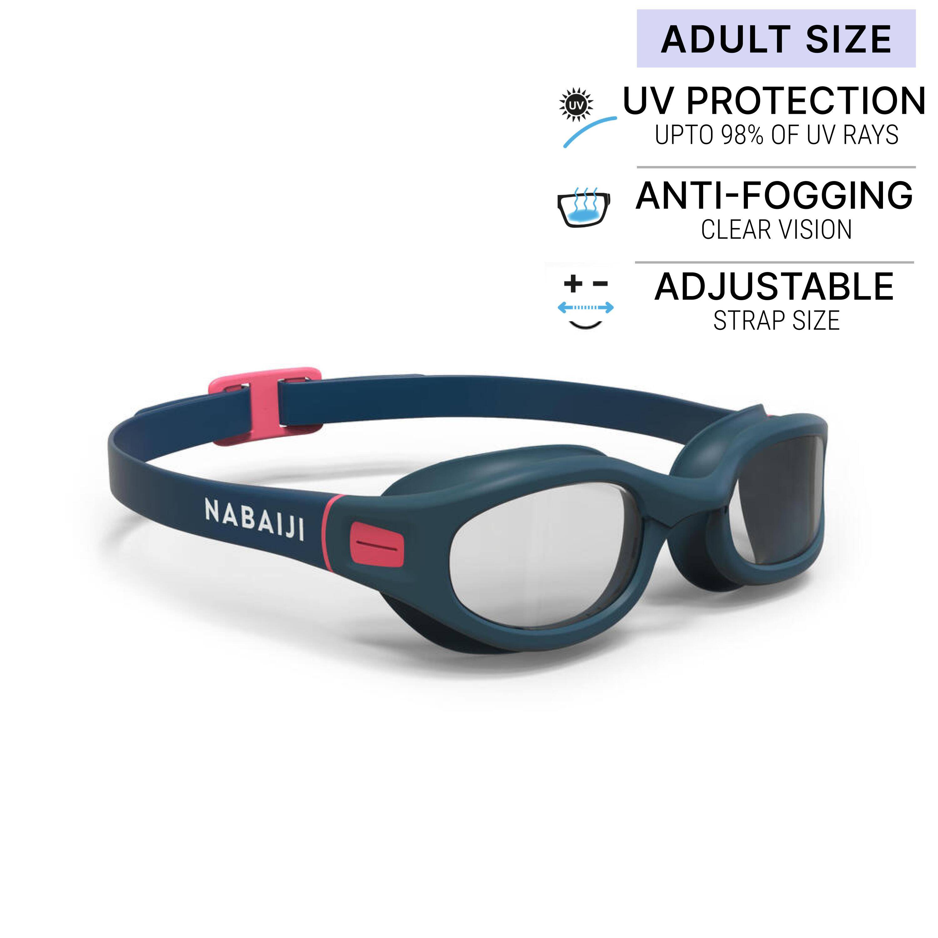 Adult Swimming Goggles Men Women UV Protection Soft 100 Tinted Lenses Blue Pink -  1