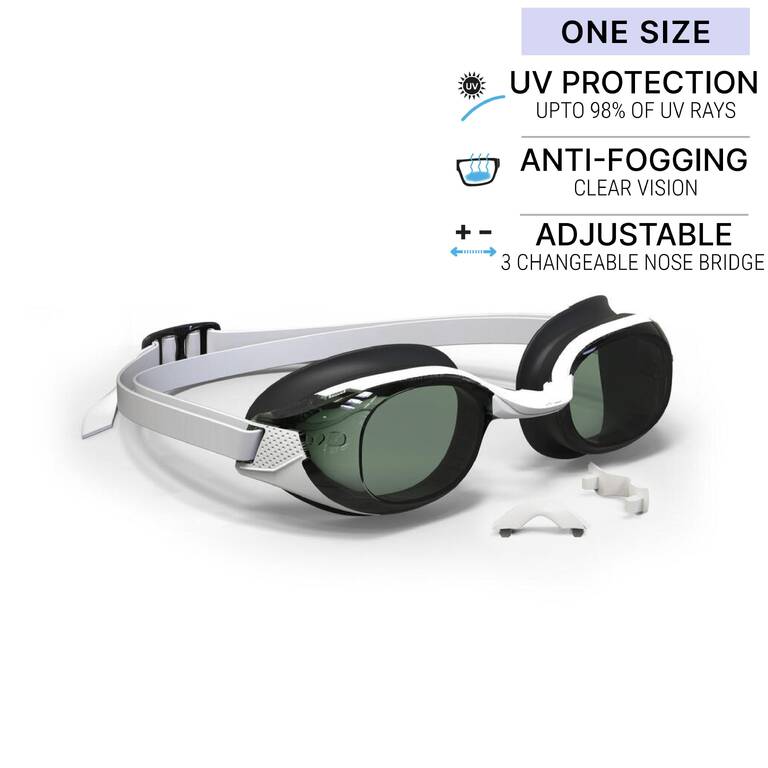 Swimming Goggles Universal Size Clear Lenses Bfit Black White