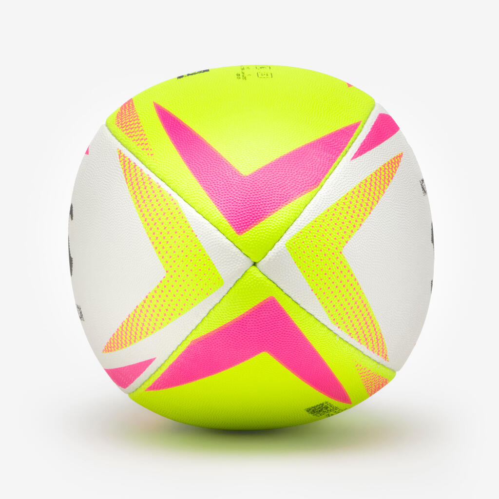 Neon žuta i roze lopta za ragbi TOUCH (veličina 4)