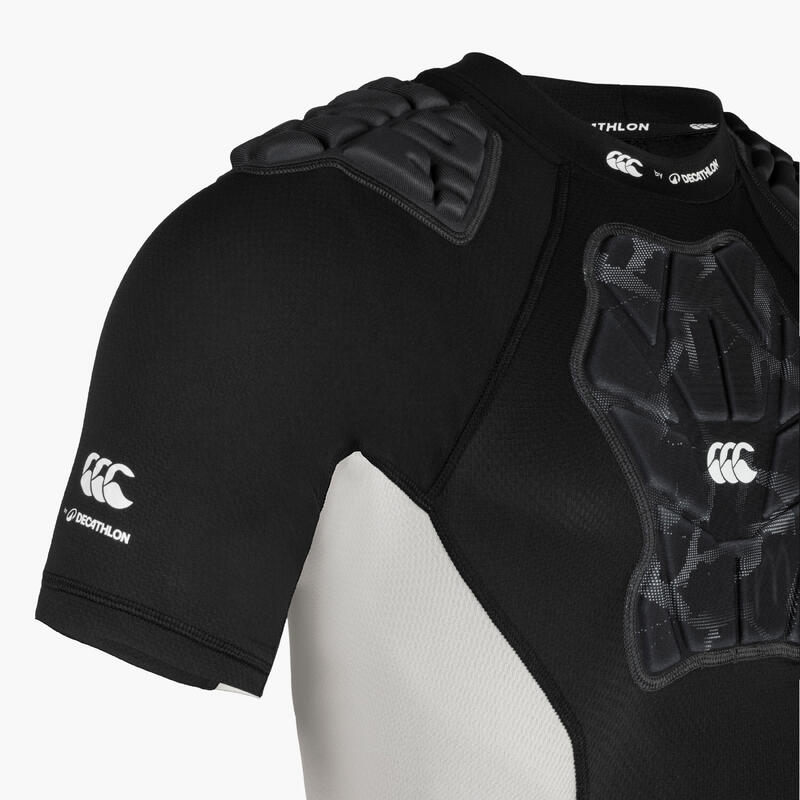Tricou protecție umeri rugby R900 Decathlon Canterbury Negru Bărbați