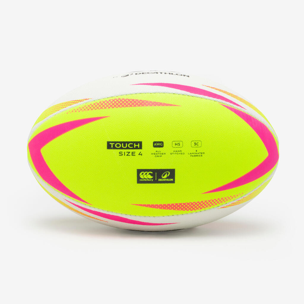 Neon žuta i roze lopta za ragbi TOUCH (veličina 4)
