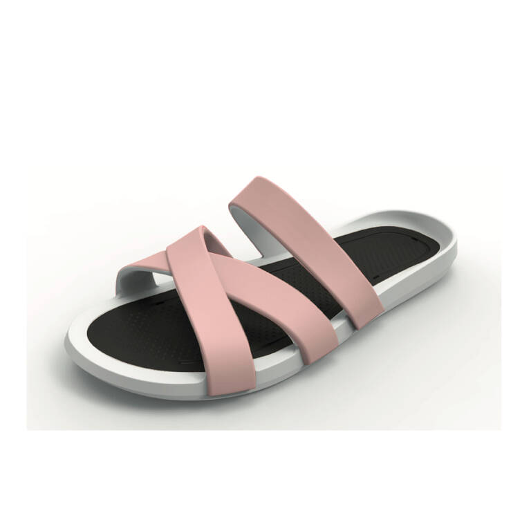 Poolside slides sandals 500 white pink