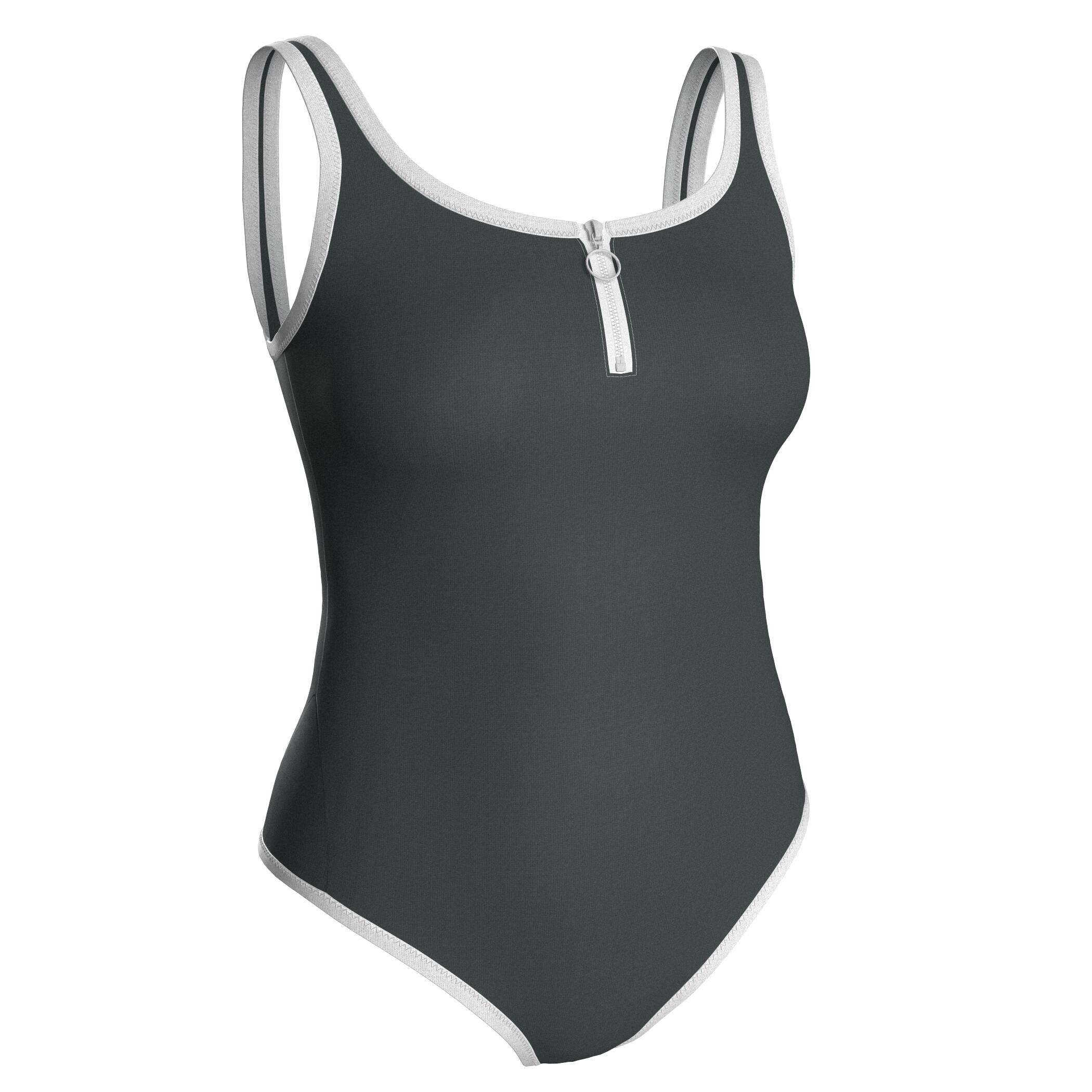 Women’s 1-Piece Swimsuit - Heva Joy Zip Khaki - NABAIJI