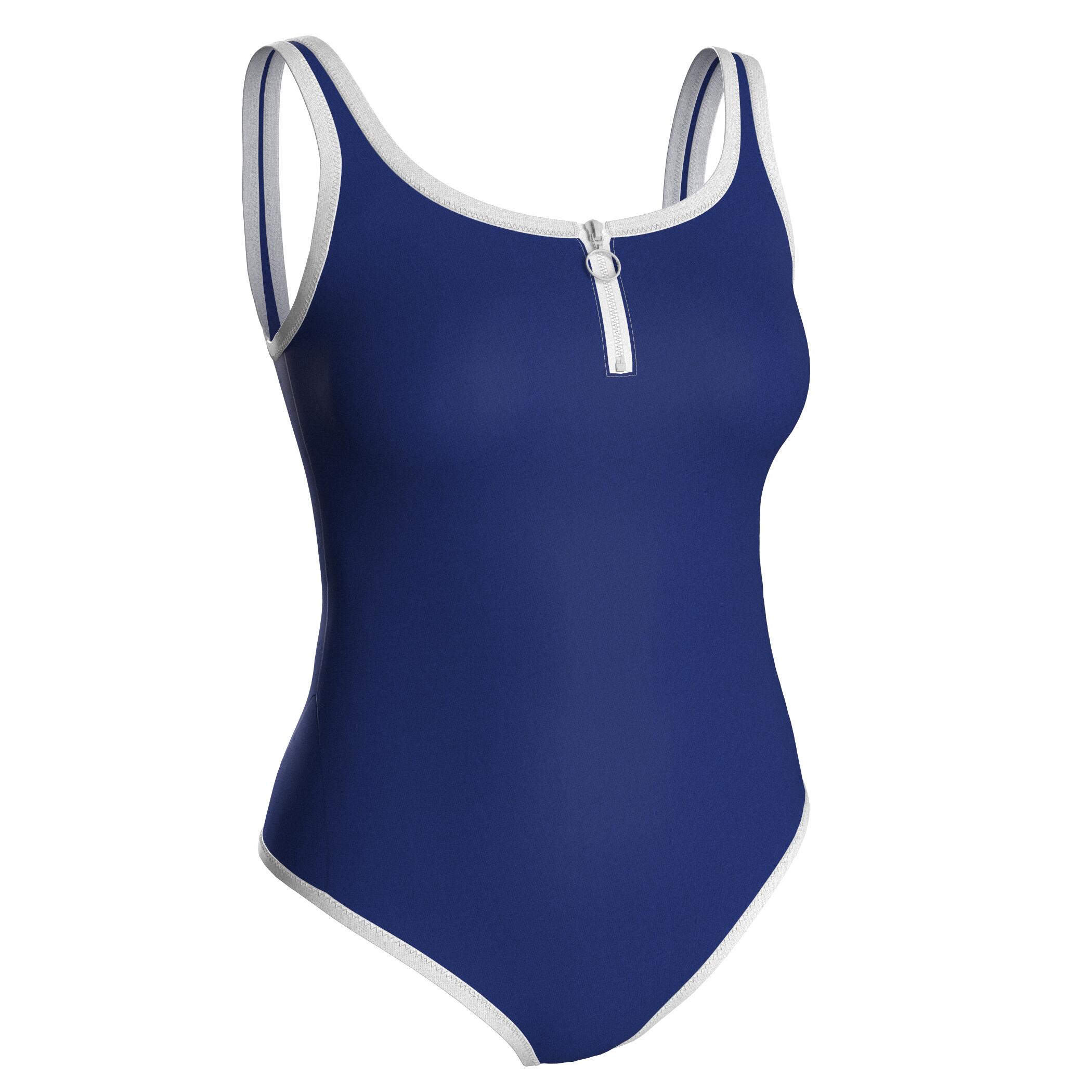 Maillot de bain 1 pièce natation femme - Heva zip bleu - NABAIJI