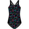 Maillot de bain 1 pièce natation Fille - 500 Kamyleon sky noir vert