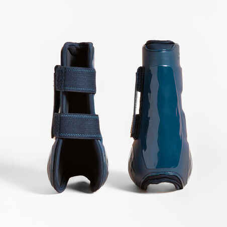 Horse Riding Open Tendon Boots for Horse & Pony -500 Jump - Navy Twin-Pack