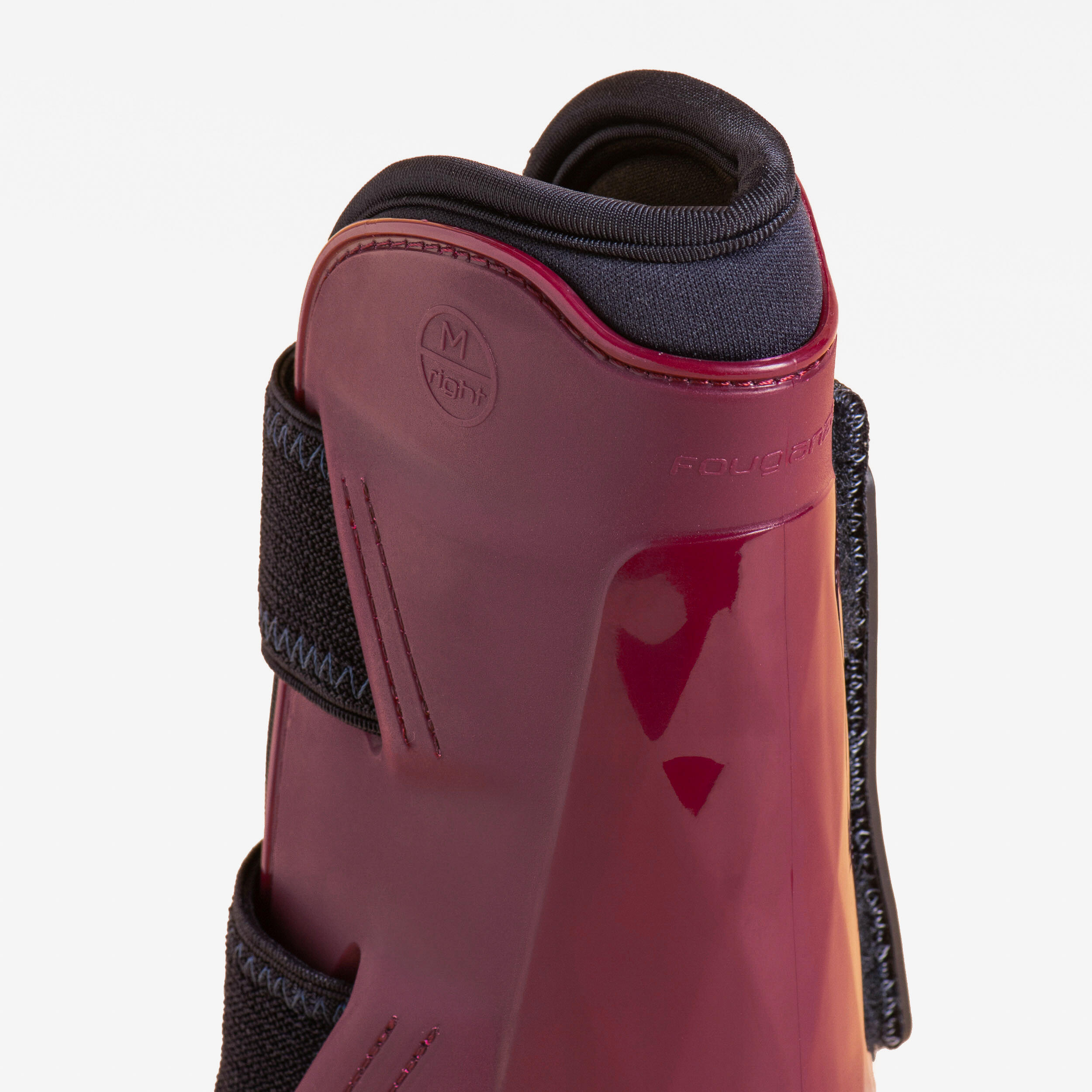 Horse Riding Open Tendon Boots for Horse & Pony 500 Jump - Burgundy Twin-Pack 4/4