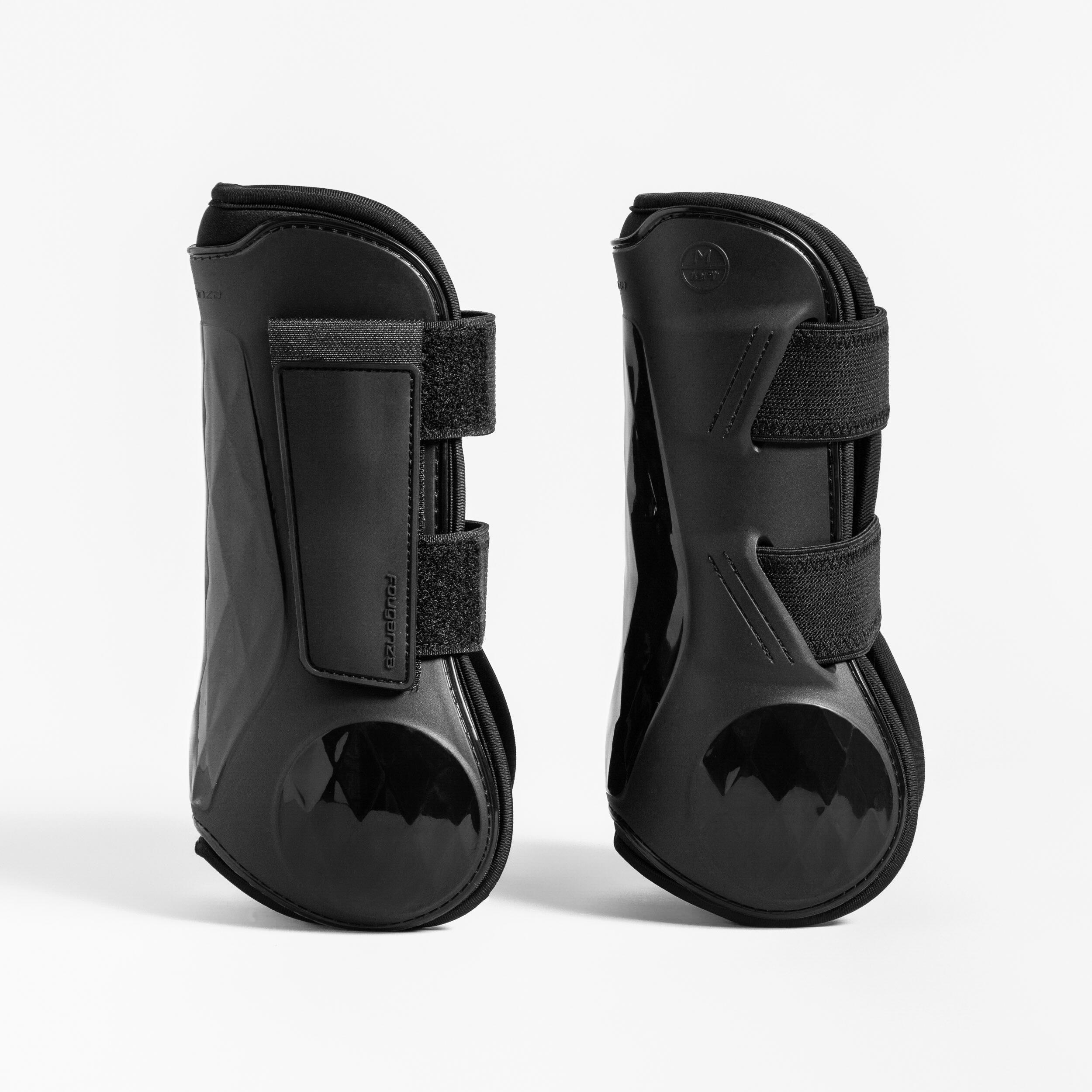 Horse & Pony Riding Tendon Boots - 500 Jump Twin-Pack Black - FOUGANZA