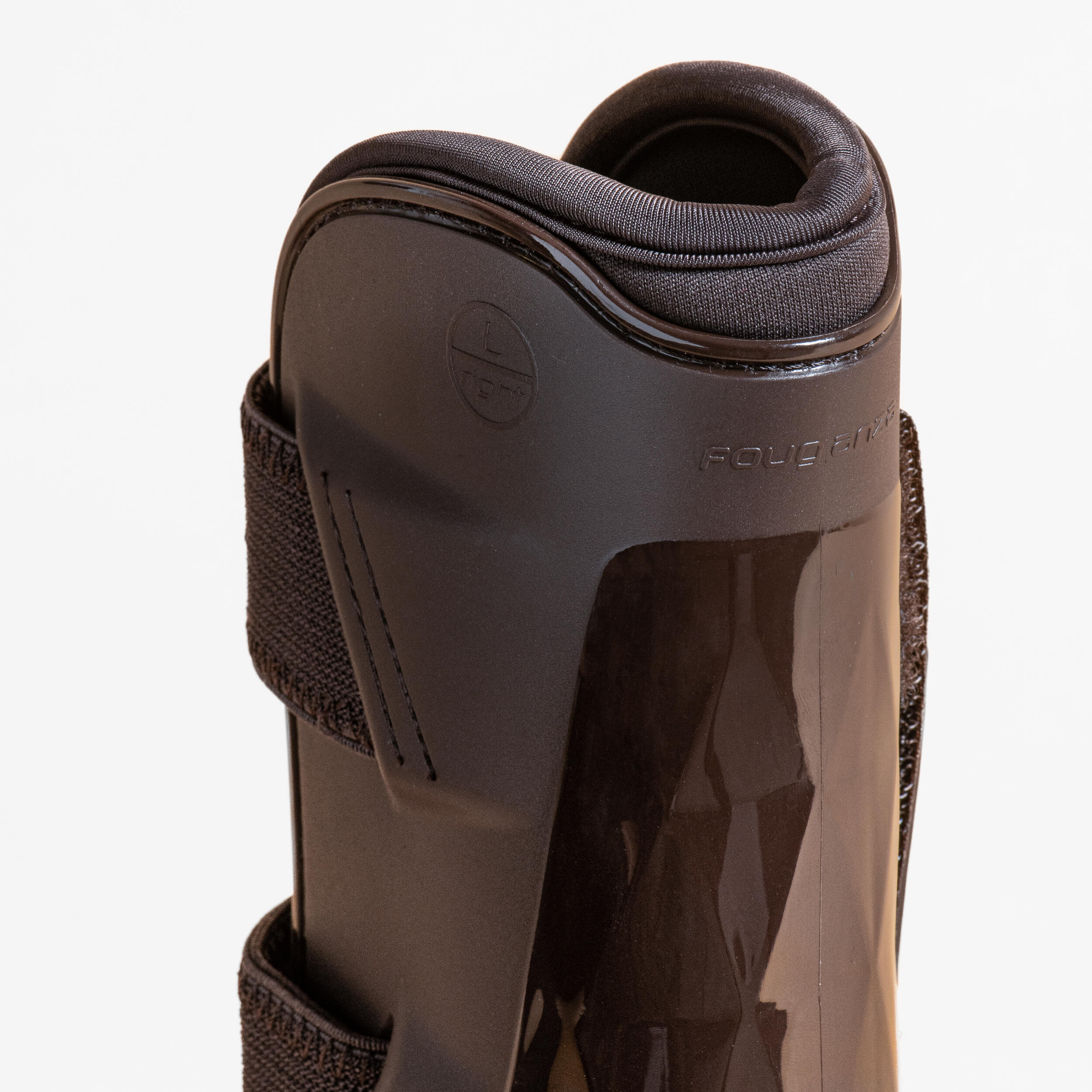 Horse Riding Open Tendon Boots for Horse & Pony 500 Jump - Brown Twin-Pack 3/4