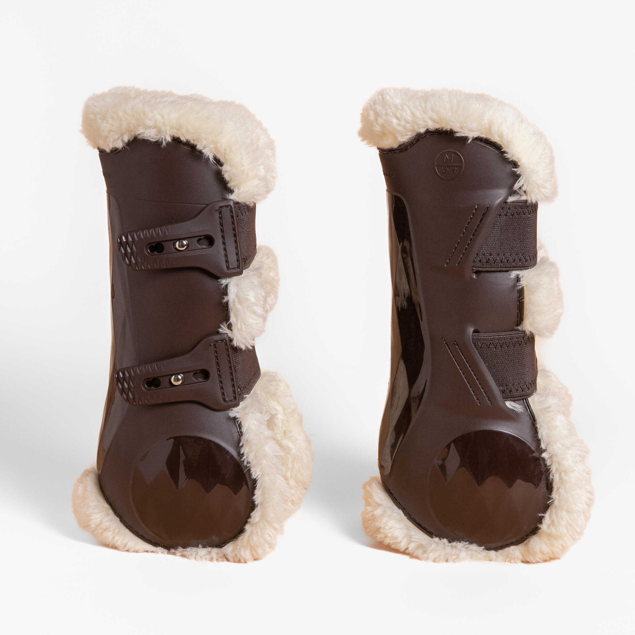 Open synthetic sheepskin riding gaiters - 580 brown x2