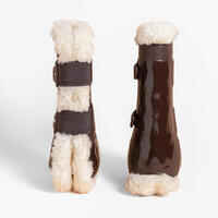 Horse Riding Synthetic Sheepskin Open Tendon Boots Twin-Pack 580 - Black
