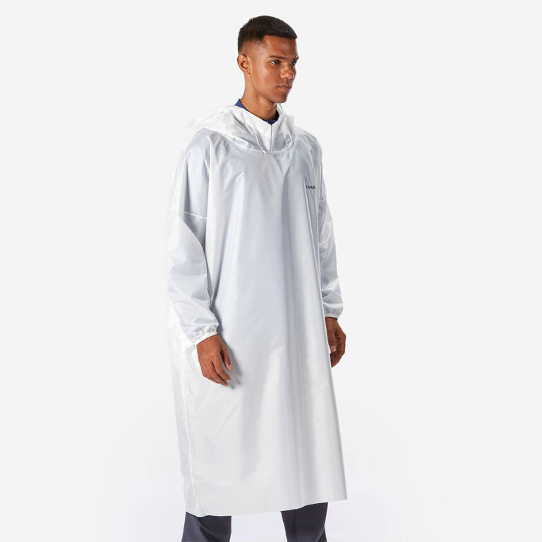 Rain Waterproof Poncho Improved Quality with Storage Pouch - White (Free Size)