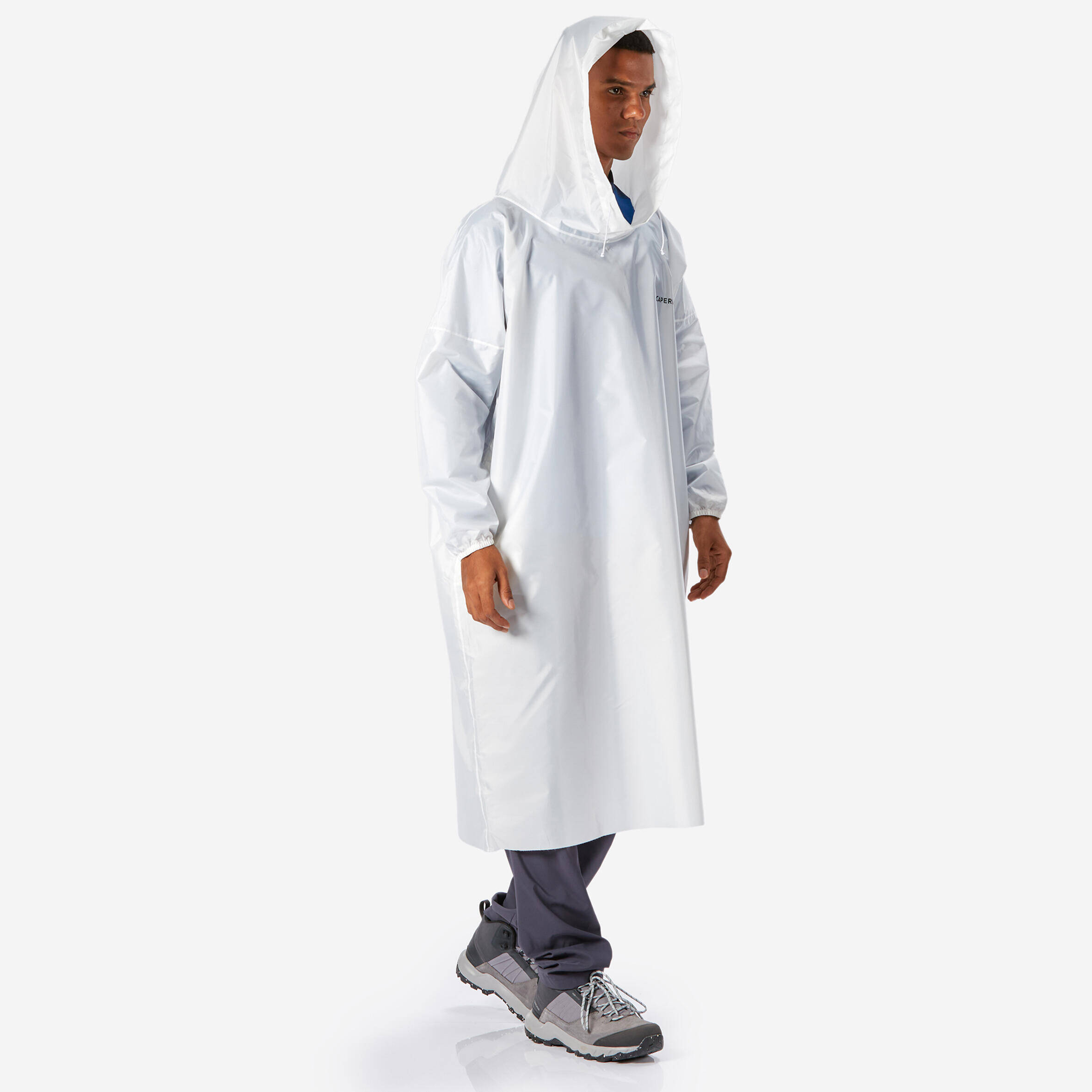 Rain Waterproof Poncho Improved Quality with Storage Pouch - White (Free Size) -  3