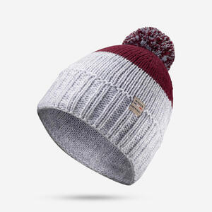 Gorro con borla adulto, GRAND NORD FR 500 gris y burdeos