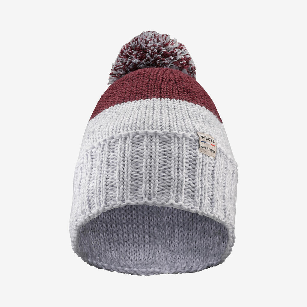 ADULT SKI HAT MADE IN FRANCE GRAND NORD - Burgundy/Grey