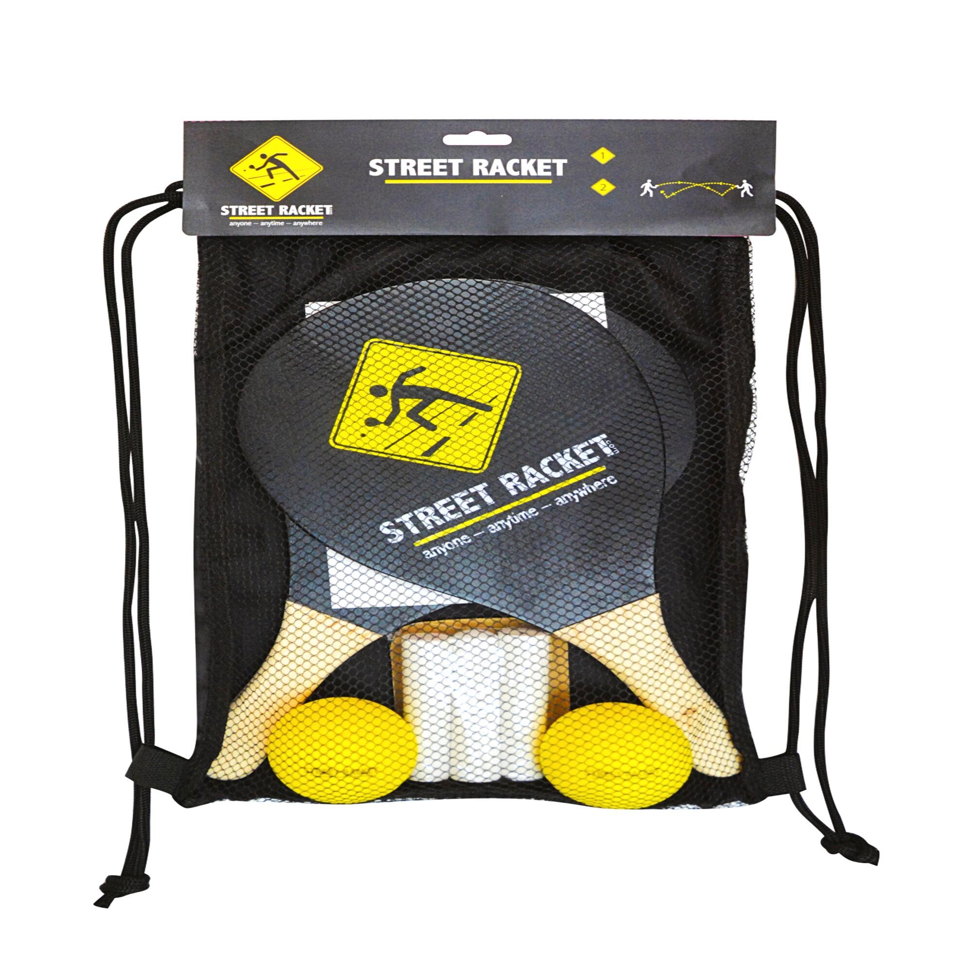 Street-Racket-Set (2 Holzschläger, 2 Soft-Bälle, 3 Stück Straßenkreide) 2/2