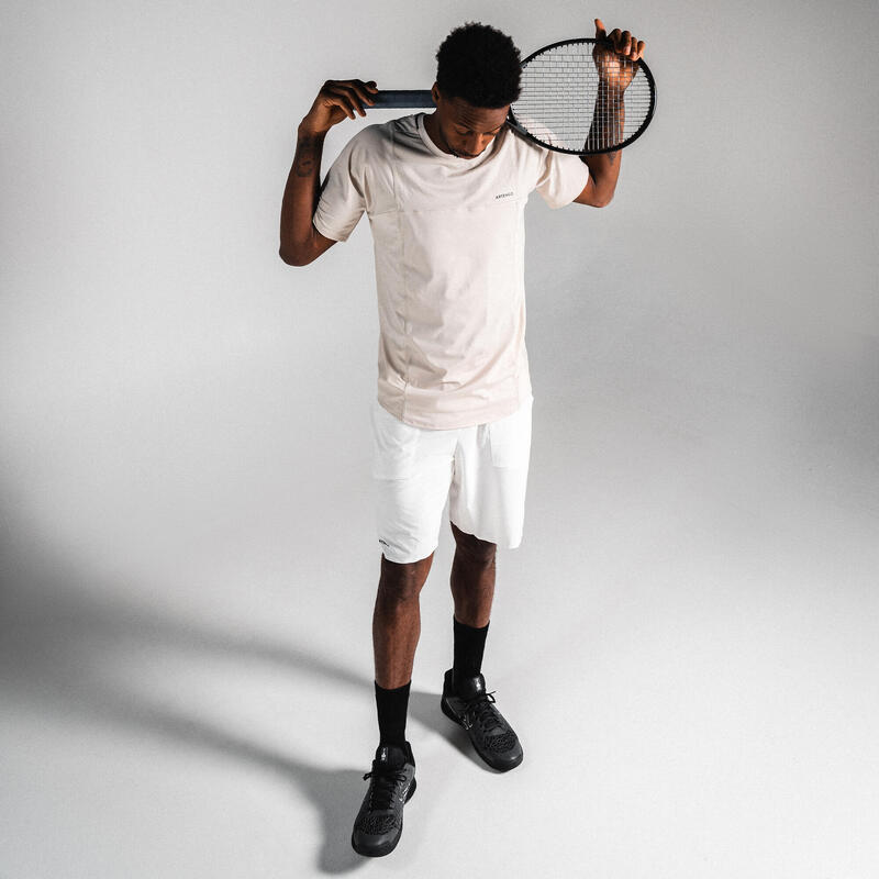 Erkek Kısa Kollu Tenis Tişörtü - Bej - Dry - Gaël Monfils