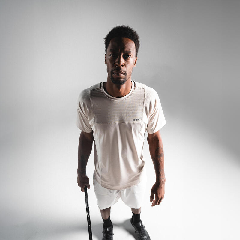 Erkek Kısa Kollu Tenis Tişörtü - Bej - Dry - Gaël Monfils