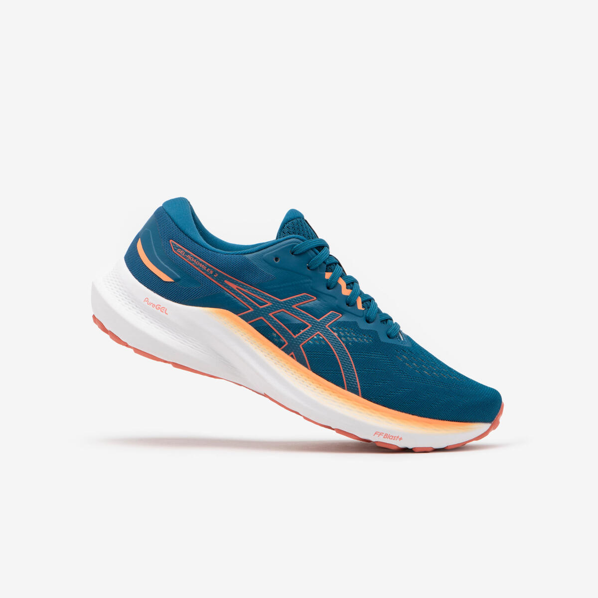 Chaussure de running femme asics - gel-roadmiles 2 bleu nuit corail