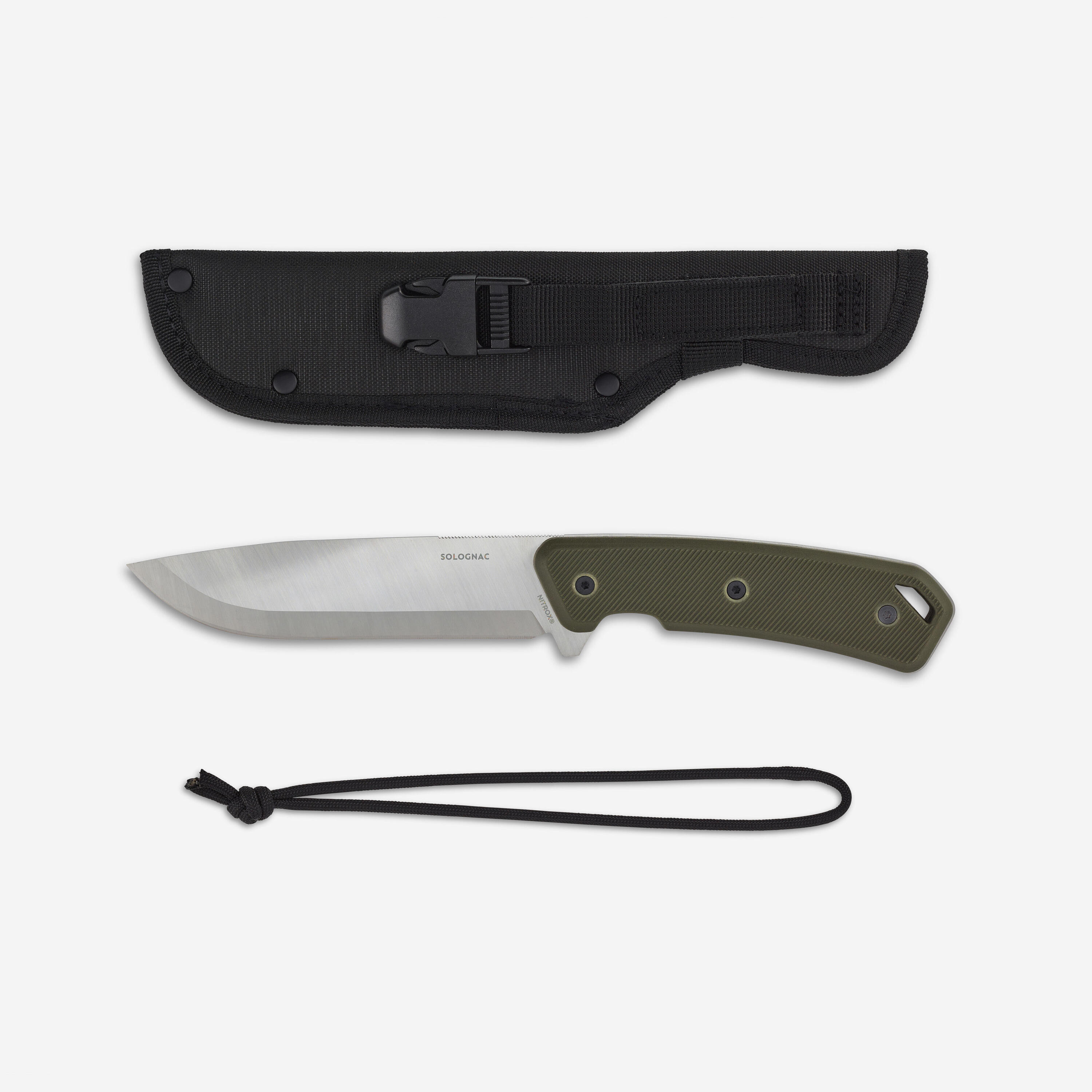 Navaja Caza Solognac Sika 130 FR Grip Caqui Hoja Fija 13 cm 3/12