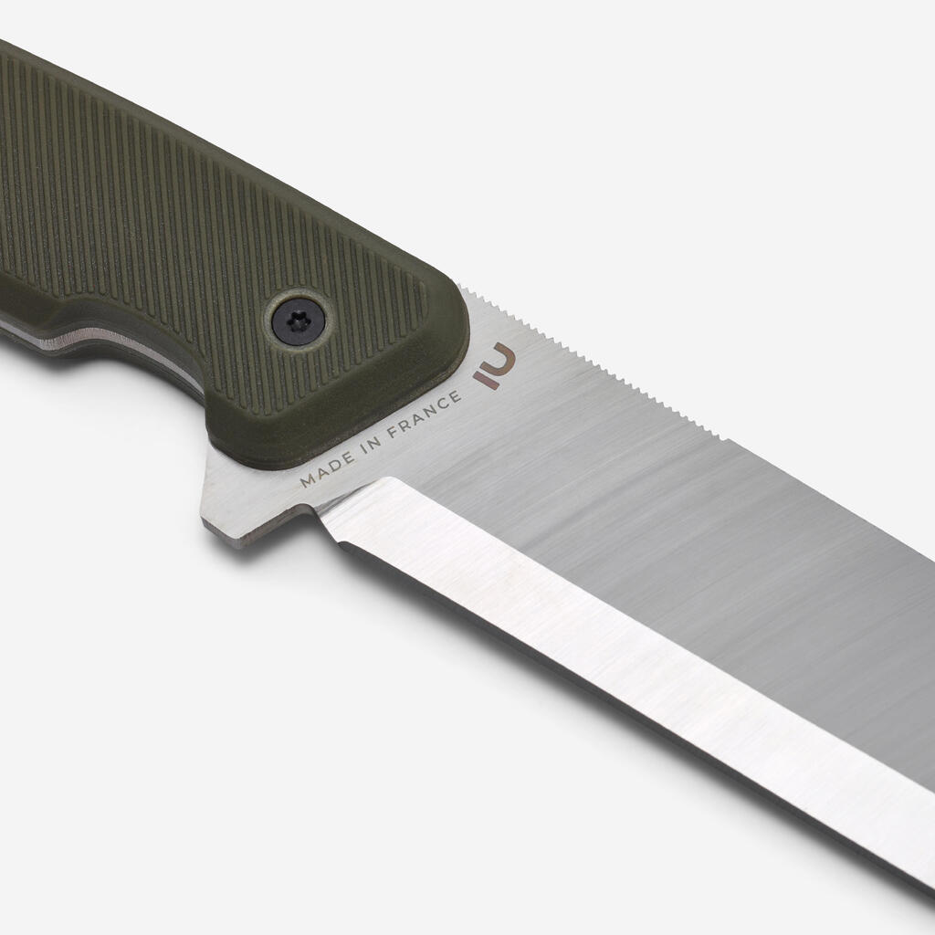 Medžioklinis peilis „Sika 90 FR“, fiksuota geležte, 13 cm, žalia rankena