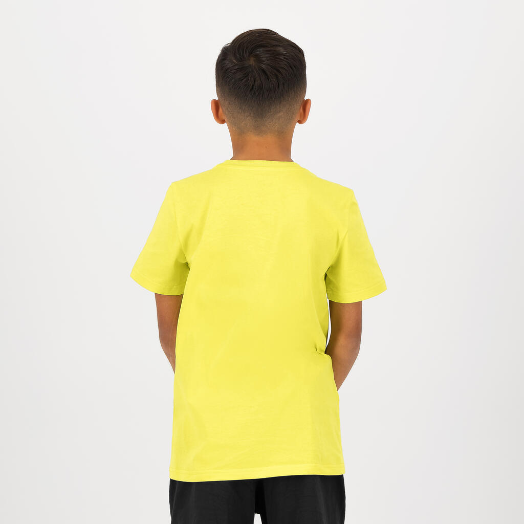 Detské bavlnené tričko Puma žltá s nápisom 