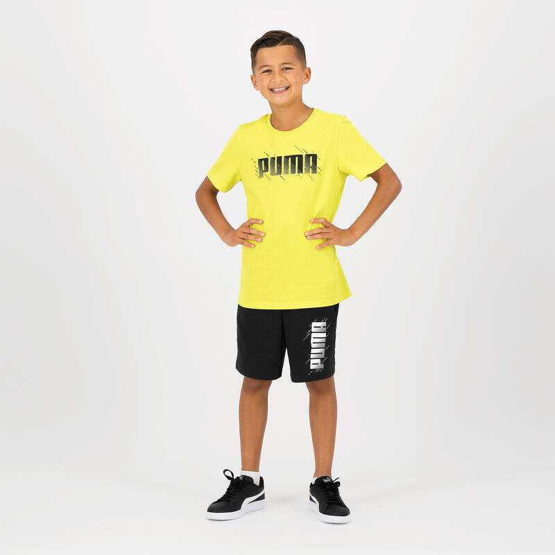 T-shirt Puma bambino ginnastica regular fit 100% cotone gialla