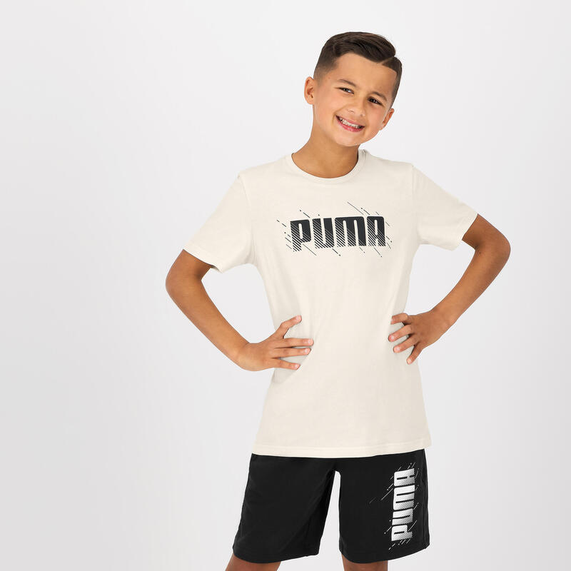 T-shirt Puma bambino ginnastica regular fit 100% cotone beige
