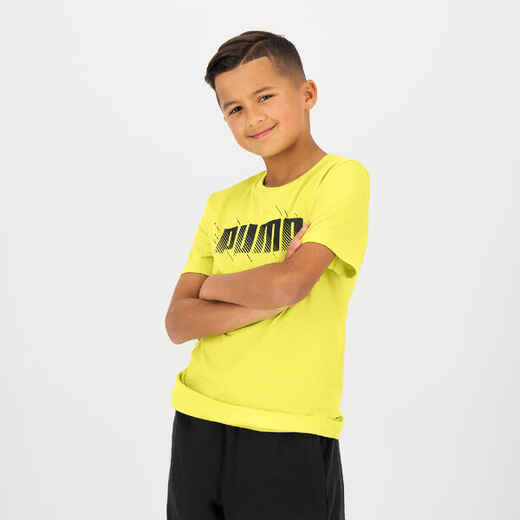 
      Detské bavlnené tričko Puma žltá s nápisom 
  