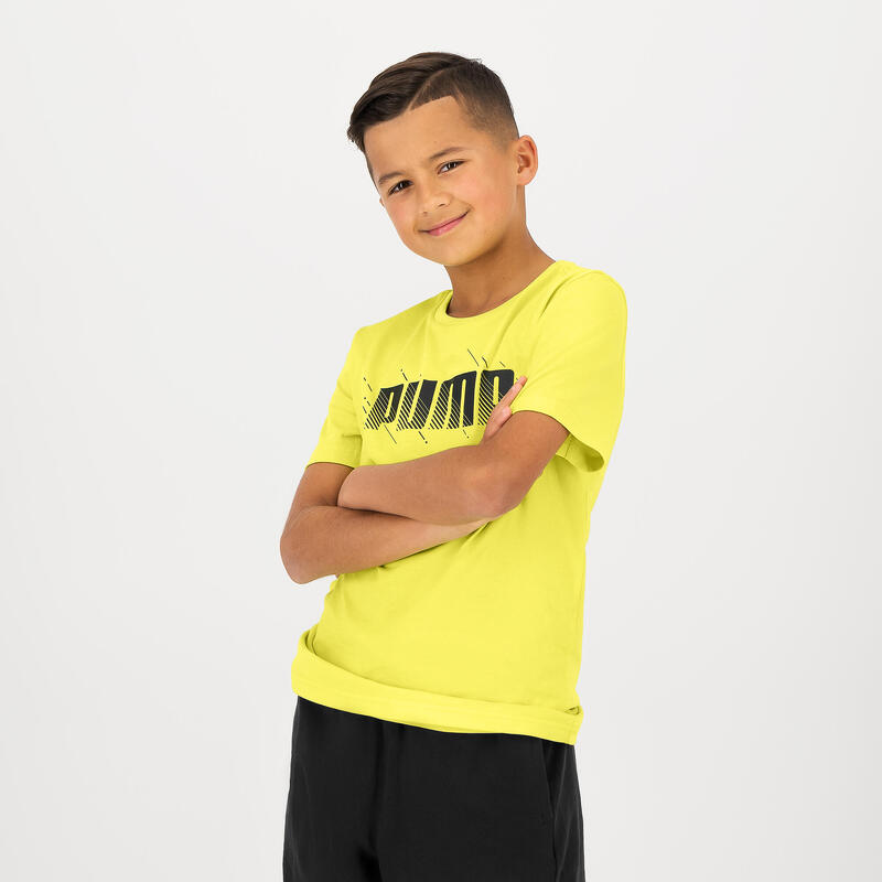 T-shirt Puma bambino ginnastica regular fit 100% cotone gialla